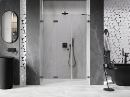Mexen Lunar-F ușă de duș pliabilă stânga 145 cm, transparentă, gun metal - 836S-145-050-95-00-L