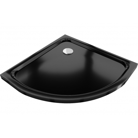 Mexen Flat cădiță de duș semirotundă slim 100 x 100 cm, negru, sifon cromat - 41701010