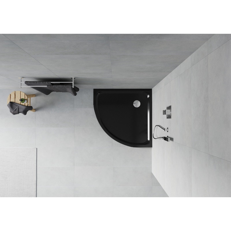 Mexen Flat brodzik semicircular slim 100 x 100 cm, negru, sifon cromat - 41701010
