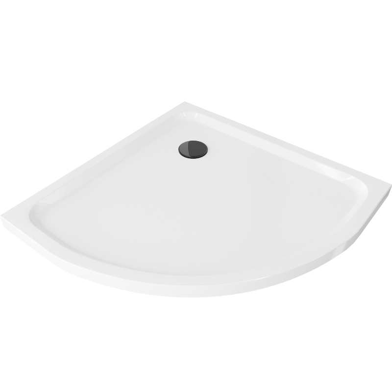 Mexen Flat félkör alakú slim 100 x 100 cm, fehér, fekete szifon - 41101010B