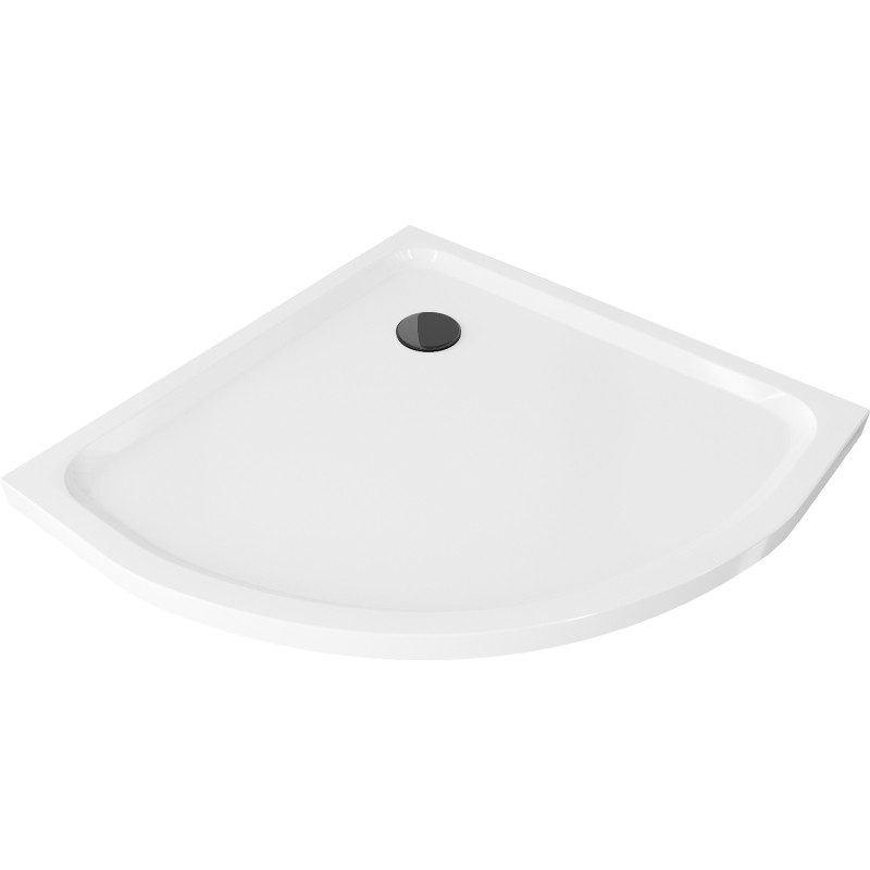 Mexen Flat receveur de duș semi-circular slim 100 x 100 cm, alb, sifon negru - 41101010B