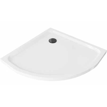 Mexen Flat félkör alakú slim 100 x 100 cm, fehér, fekete szifon - 41101010B