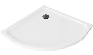 Mexen Flat félkör alakú slim 100 x 100 cm, fehér, fekete szifon - 41101010B