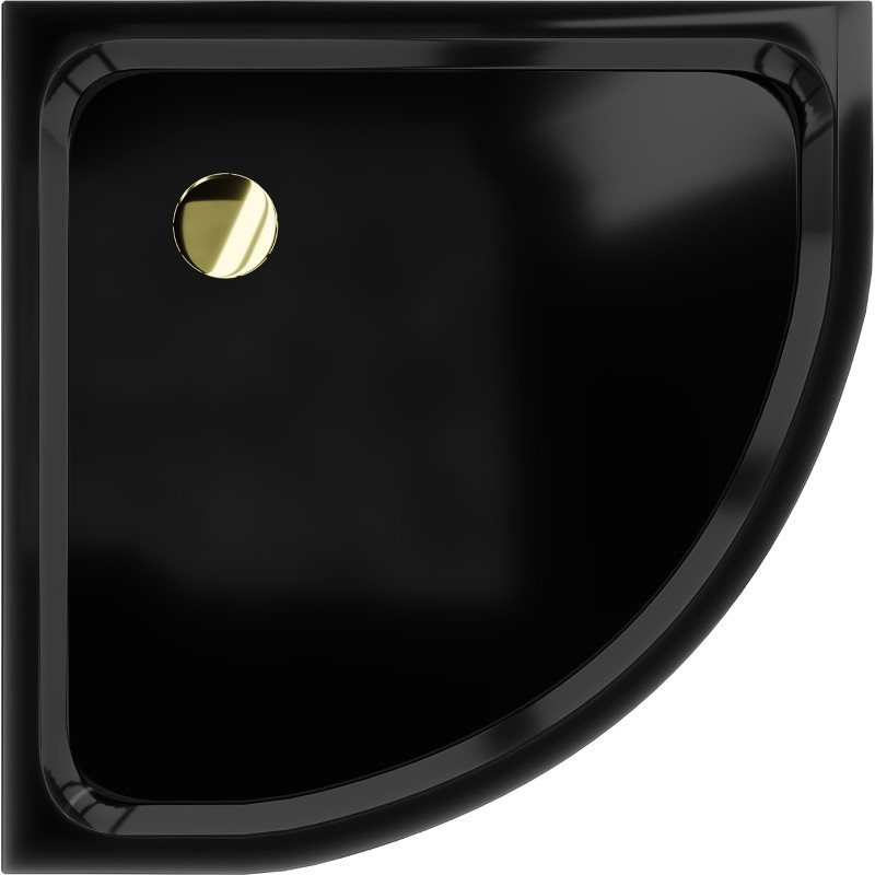 Mexen Flat recepție semicirculară slim 100 x 100 cm, negru, sifon auriu - 41701010G