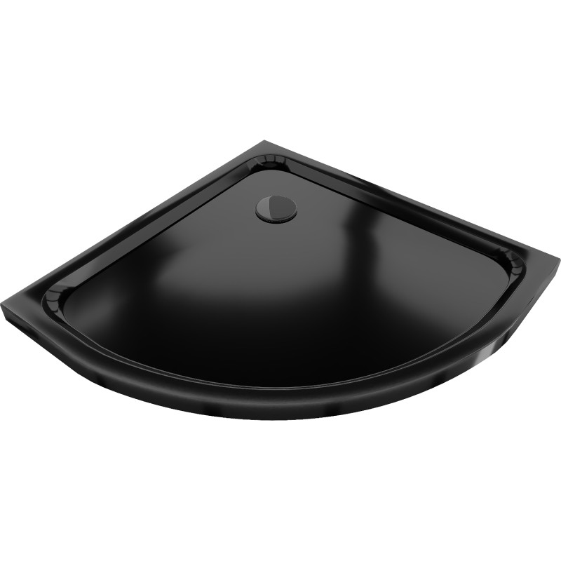 Mexen Flat slim félköríves zuhanytálca 100 x 100 cm, fekete, fekete szifon - 41701010B
