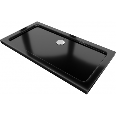 Mexen Flat cadă pentru duș dreptunghiulară slim 120 x 70 cm, Neagră, sifon Crom - 40707012