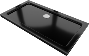 Mexen Flat téglalap alakú, 130 x 70 cm-es, fekete slim zuhanytálca krómozott szifonnal - 40707013