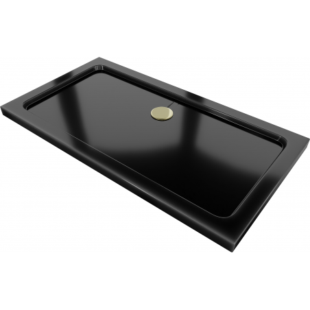 Mexen Flat téglalap alakú slim zuhanytálca  120 x 70 cm, Fekete, szifon Arany - 40707012G
