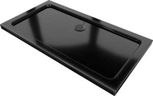 Mexen Flat tavă de duș dreptunghiulară slim 120 x 70 cm, negru, sifon negru - 40707012B