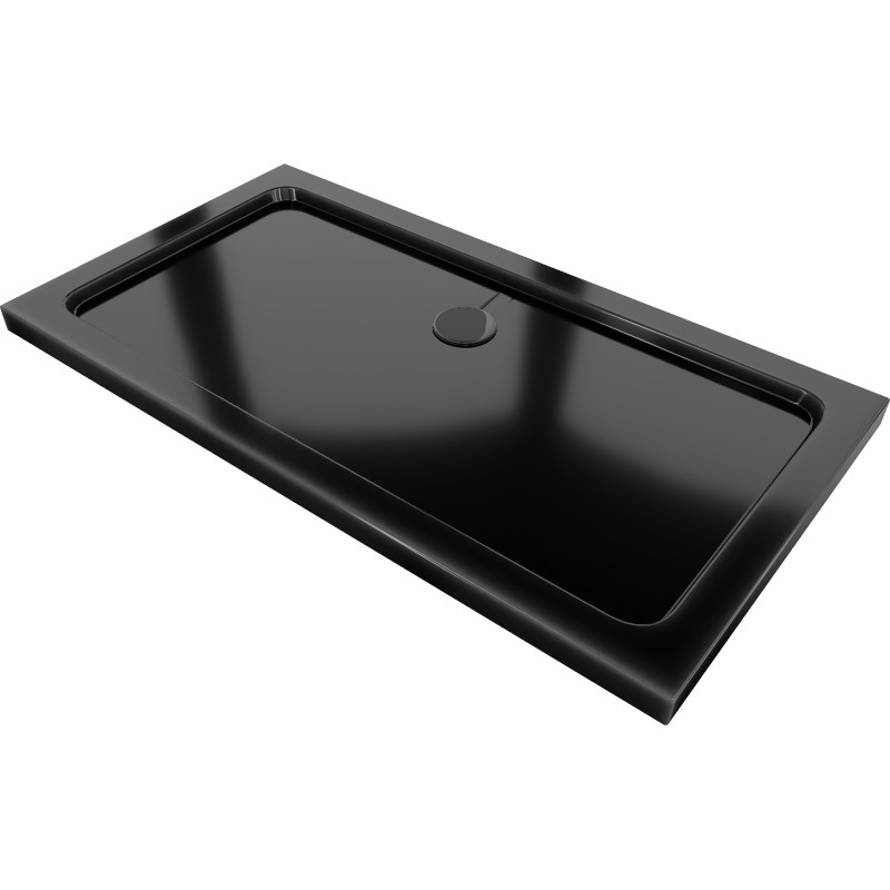 Mexen Flat cadă de duș rectangulară slim 130 x 70 cm, negru, sifon negru - 40707013B