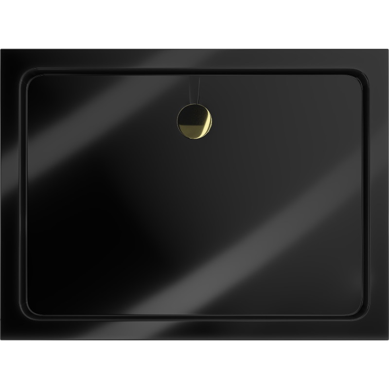 Mexen Flat téglalap alakú slim zuhanytálca 90 x 80 cm, fekete, arany szifonnal - 40708090G