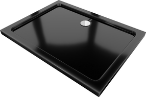 Mexen Flat tavă de duș dreptunghiulară slim 110 x 90 cm, neagră, sifon cromat - 40709011