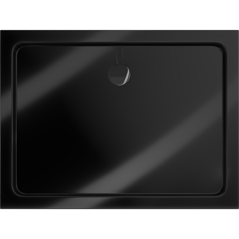 Mexen Flat cădiță de duș dreptunghiulară slim 140 x 80 cm, negru, sifon negru - 40708014B