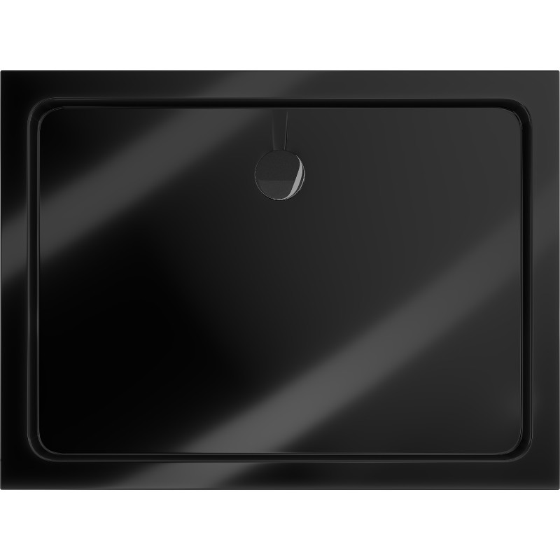Mexen Flat vékony téglalap alakú zuhanytálca 130 x 80 cm, fekete, fekete szifonnal - 40708013B
