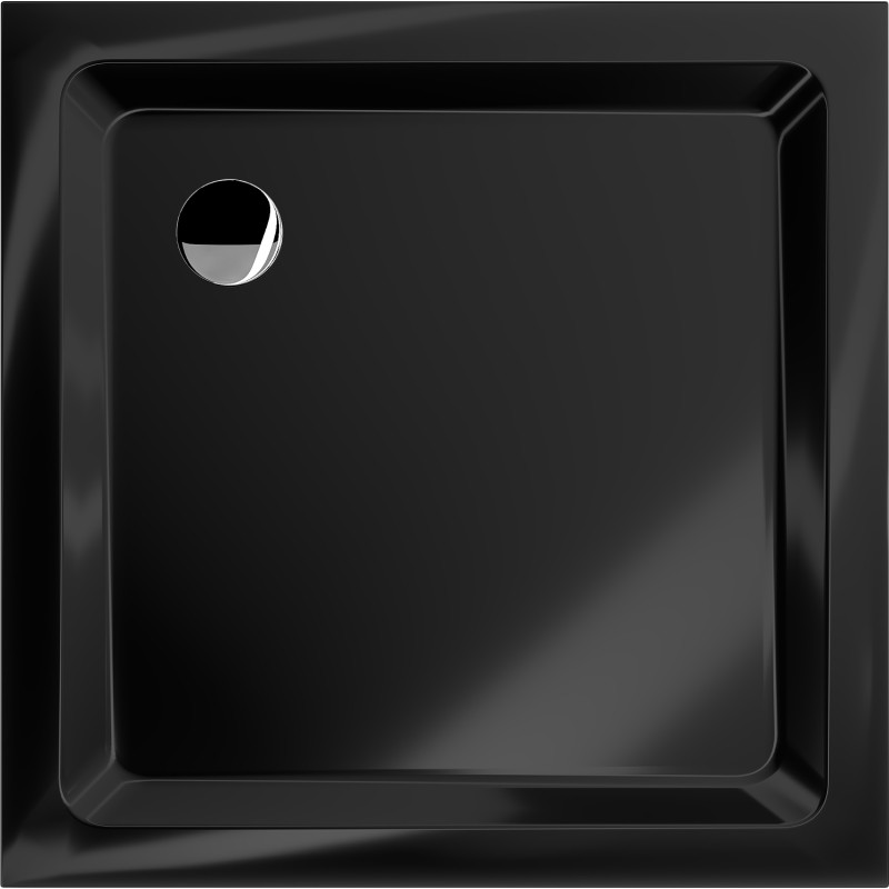 Mexen Flat brodzik pătrat slim 100 x 100 cm, negru, sifon crom - 40701010