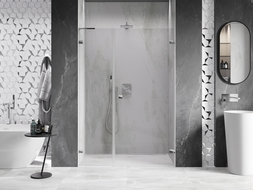 Mexen Lunar-B L jobbos zuhanyajtó, 125 cm, átlátszó, króm - 832SL-125-050-01-00-P