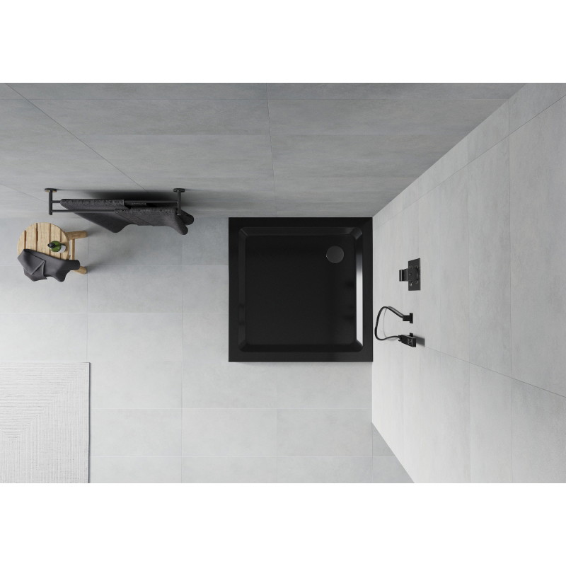 Mexen Flat slim négyzet alakú zuhanytálca 100 x 100 cm, fekete, szifon fekete - 40701010B