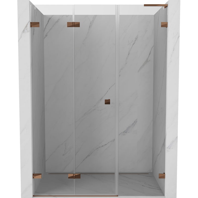 Mexen Lunar-F L uși de duș pliante stânga 140 cm, transparent, aur roz - 836SL-140-050-60-00-L