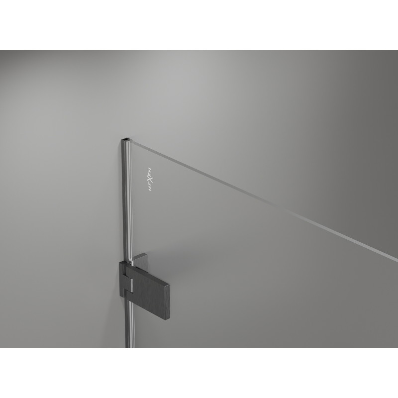 Mexen Lunar-F L balra összecsukható zuhanyajtó, 130 cm, átlátszó, gun szürke kefélt - 836SL-130-050-66-00-L