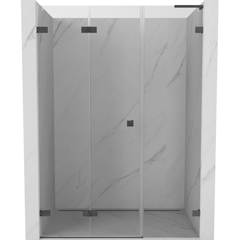 Mexen Lunar-F L balra összecsukható zuhanyajtó, 130 cm, átlátszó, gun szürke kefélt - 836SL-130-050-66-00-L