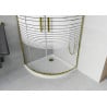 Cabina de duș Mexen Rio semi-rotundă 80 x 80 cm, linii, aur + cadă Flat, alb - 863-080-080-50-20-4110G