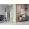 Cabina de duș Mexen Rio semi-rotundă 80 x 80 cm, linii, aur + cadă Flat, alb - 863-080-080-50-20-4110G