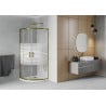 Cabina de duș Mexen Rio semi-rotundă 80 x 80 cm, linii, aur + cadă Flat, alb - 863-080-080-50-20-4110G