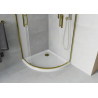 Mexen Rio cabină de duș semicirculară 80 x 80 cm, înghețat, aurie + cadă Flat, albă - 863-080-080-50-30-4110G