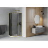 Mexen Rio cabină de duș semicirculară 80 x 80 cm, grafit, auriu + cadă de duș Flat, alb - 863-080-080-50-40-4110G