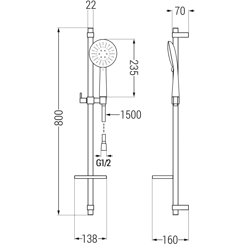 Mexen DQ67 set de duș glisant, negru - 785674581-70