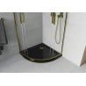 Cabina de duș semirotundă Mexen Rio 90 x 90 cm, transparentă, aurie + cadă Flat, neagră - 863-090-090-50-00-4170G