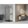 Cabina de duș semirotundă Mexen Rio 90 x 90 cm, transparentă, aurie + cadă Flat, neagră - 863-090-090-50-00-4170G