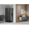 Cabina de duș Mexen Rio semicirculară 80 x 80 cm, grafit, aur + cadă Flat, negru - 863-080-080-50-40-4170G