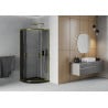 Cabina de duș Mexen Rio semicirculară 80 x 80 cm, grafit, aur + cadă Flat, negru - 863-080-080-50-40-4170G