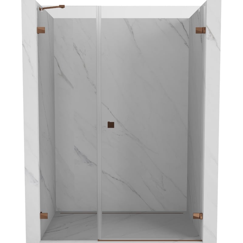 Mexen Lunar-B uși de duș pivotante drepte 140 cm, transparente, aur roz - 832S-140-050-60-00-P