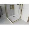 Mexen Rio cabina de duș pătrată 70 x 70 cm, transparentă, aurie + cădiță Flat, albă - 860-070-070-50-00-4010G