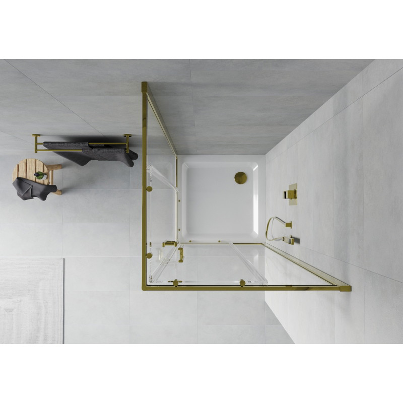 Mexen Rio cabină de duș pătrată 70 x 70 cm, transparentă, aurie + cadă plată, albă - 860-070-070-50-00-4010G