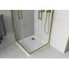 Mexen Rio cabină de duș pătrată 70 x 70 cm, transparentă, aurie + cadă de duș Flat, albă - 860-070-070-50-00-4010G