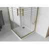 Cabină de duș pătrată Mexen Rio 80 x 80 cm, dungi albe, auriu + cădiță Flat, alb - 860-080-080-50-20-4010G