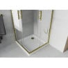 Cabină de duș pătrată Mexen Rio 80 x 80 cm, dungi albe, auriu + cădiță Flat, alb - 860-080-080-50-20-4010G