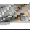 Mexen Rio cabină de duș pătrată 90 x 90 cm, Dungi, Aurie + cadă de duș Flat, Albă - 860-090-090-50-20-4010G