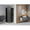 Mexen Rio négyzet alakú zuhanykabin 70 x 70 cm, Sötétszürke, Arany + zuhanytálca Flat, Fehér - 860-070-070-50-40-4010G