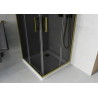 Mexen Rio cabina de duș pătrată 80 x 80 cm, grafit, auriu + cadă de duș Flat, alb - 860-080-080-50-40-4010G