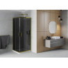 Mexen Rio cabina de duș pătrată 80 x 80 cm, grafit, auriu + cadă de duș Flat, alb - 860-080-080-50-40-4010G