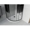 Cabină de duș semicirculară Mexen Rio 90 x 90 cm, benzi negre, neagră + cadă Flat, alb - 863-090-090-70-20-4110B