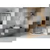 Cabina de duș Mexen Rio semicirculară 90 x 90 cm, dungi, neagră + bazin Flat, alb - 863-090-090-70-20-4110B