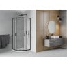 Cabină de duș semicirculară Mexen Rio 90 x 90 cm, glazată, neagră + cadă Flat, albă - 863-090-090-70-30-4110B