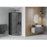 Cabină de duș semicirculară Mexen Rio 90 x 90 cm, grafit, negru + cadă Flat, alb - 863-090-090-70-40-4110B