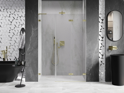 Mexen Lunar-F L ușă de duș pliabilă dreaptă 130 cm, transparentă, auriu periat - 836SL-130-050-55-00-P