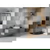 Mexen Rio zuhanykabin félköríves 80 x 80 cm, csíkozott, fekete + Flat zuhanytálca, fekete - 863-080-080-70-20-4170B